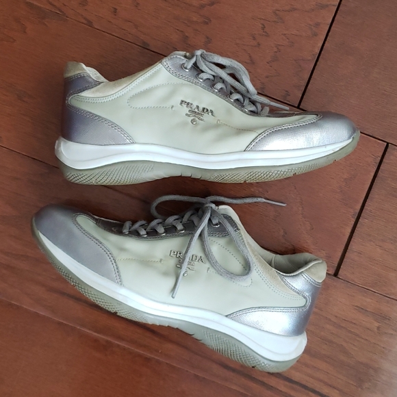 Prada Mint & Silver Sneakers - Picture 4 of 10